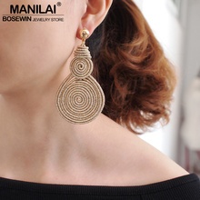 MANILAI Bohemian Alloy Spiral Round Statement Earrings Women Vintage Metal Drop Dangle Earrings Fashion Jewelry Wholesale 2020 2024 - buy cheap