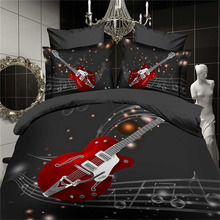 3D Fashion Music notes bedding set black red guitar quilt duvet cover full queen size double bedspread sheets bed pillowcase 25 2024 - buy cheap