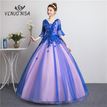 New Arrival Elegant Ball Gown Flowers Applique Long Evening Dress Party Prom Solo Performance Host Dress Robe De Soiree 38 2024 - buy cheap