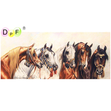 DPF 5D full Round Diamond Painting Mosaic five robust war horses DIY Magic Cube Cross Stitch art craft Diamond Embroidery Decor 2024 - buy cheap