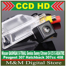 Ccd ПЗС Автомобильная камера заднего вида для Nissan QASHQAI X-TRAIL Geniss Sunny/ Citroen C4 C5 C-QUATRE/ Peugeot 307 хэтчбек 307CC 408 2024 - купить недорого