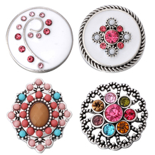 6pcs/lot New Snaps Crystal Flower 18mm Metal Snap Buttons For Snap Bracelet DIY Jewelry 2024 - buy cheap