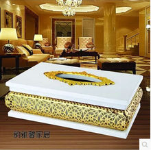 Caja de tejido de metal chapada en oro de lujo Europea caja de tejido de madera para el hogar decorationZJH005 2024 - compra barato