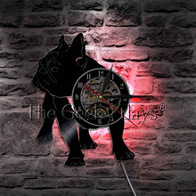  French Bulldog Wall Watch Art Decorative Lighting Vinyl Record Wall Clock Pet Puppy Dog Animal LED Hanging Lamp 2024 - buy cheap