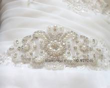free shipping 1 pc/lot big flower pearl beaded trimmings clear crystal rhinestone applique hotfix for wedding dress decoration 2024 - buy cheap