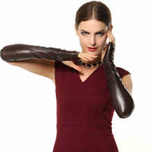 Женские кожаные перчатки Opera, 41 см, длинные, без пальцев, из натуральной овчины, для банкета, 2020, EL015NN 2024 - купить недорого