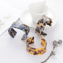 Vintage tortoiseshell punho acrílico pulseiras largas pulseira para as mulheres simples leopardo aberto redondo charme jóias festa de casamento presente 2024 - compre barato