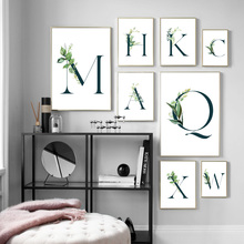 Green Plants Alphabet Quotes Landscape Wall Art Canvas Painting Nordic Posters And Prints Wall Pictures For Living Room Decor 2024 - buy cheap