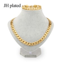 JHplated juego de collares de joyería collar + pulsera ancho 12mm longitud 60cm moda mujer hombre regalar amigos y buenas hermanas regalo 2024 - compra barato