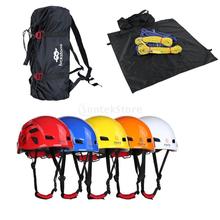 Folding Rock Climbing Arborist Caving Rappelling Rescue Rope Cord Bag Gear Equipment Carry Backpack + Safety Helmet Hard Hat 2024 - buy cheap