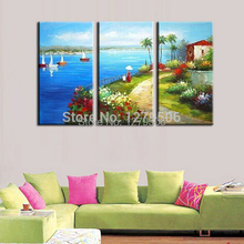 Hand Painted Abstract Oil Paintings On Canvas The Beautiful Harbour Scenery Hang Picture For Living Room Wall Decor Paintings 2024 - buy cheap