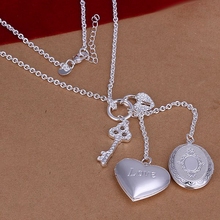 N007 925 jewelry silver plated Necklace, silver Necklace Pendant Double Frame Necklace N007 /LYRXNXCQ SOAHJIGW 2024 - buy cheap