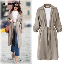 Início do Outono Novas Mulheres Trench Coat Plus Size Harajuku Casaco Longo Casaco Corta-vento Trenchcoat Sobretudo abrigos largos mujer 2024 - compre barato