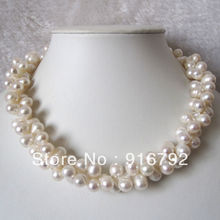 free shipping >>>>>18 Inches 8-9mm 2 Row White Baroque Freshwater Pearl Necklace 2024 - buy cheap