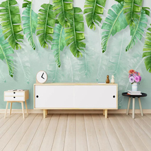 Papel de parede com folha de banana verde 3d, mural de decoração para paredes da sala de estar, quarto, decoração de paredes 3 d, papel de parede 3d, paisagem 2024 - compre barato
