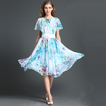 2020 Flowy Bohemia Chiffon Floral Print Dresses Casual Vacation Beach Dress Floral Bridesmaid Sundress Plus Size available 2024 - buy cheap