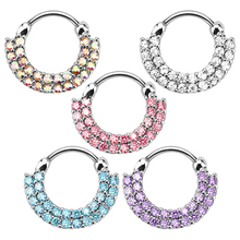 Alisouy 1PCS New Design Girl's Septum Piercing Body Jewelry Austria Zirconia 16G Clickers Jewelry Fashion Nose Rings 5 colors 2024 - buy cheap