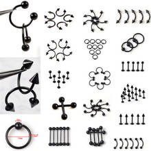 PINKSEE 10Pcs/Lot Stainless Steel Black Curved Eyebrow Nose Lip Nipple Ears Rings Punk Unisex Body Piercing Jewelry Wholesale 2024 - buy cheap