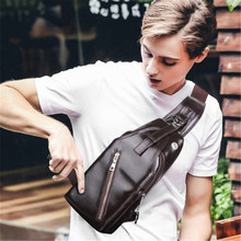 Brand Men's Chest Package Shoulder  High-grade Waterproof PU Vintage Leisure Fashion Crossbody Men Bag Free Shipping 2024 - buy cheap