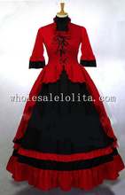 Vestido de baile gótico vermelho e preto estilo vitoriano, vestido de baile de gótico 2024 - compre barato