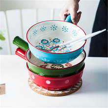 KINGLANG керамическая креативная миска для выпечки с ручкой миска и тарелка для завтрака для риса сыра 2024 - купить недорого
