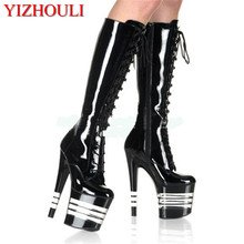 The women's shoes with a new style of 20cm spray are worn on the knee boots, high spring sexy round head and dancing shoes 2024 - buy cheap