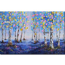 Grande arte 100% pintados à mão árvore paisagem pinturas a óleo sobre tela abstrata paisagem fotos decoração da parede para sala de estar 2024 - compre barato
