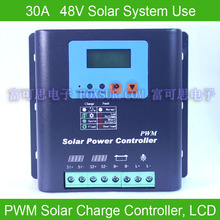 Controlador de carga solar pwm 30a 48v, com display lcd, tensão e capacidade da bateria, carregamento de alta qualidade para fora da grade pv 2024 - compre barato