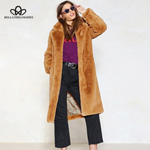 Bella Philosophy 2018 Women Faux Fur Coat Winter Teddy Coat Long Coat Fashion Thick Warm Jacket Plus Size Female Outwear 2022 - buy cheap