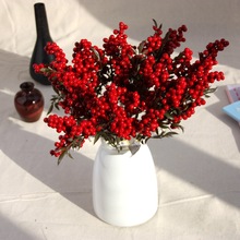 Baga artificial flor falso vermelho bagas de natal flor de ano novo decoração árvore artificial berry decoração de natal para casa 2024 - compre barato