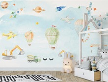 Papel de parede bacaz com desenho 3d, mural de parede para quarto infantil com desenho de avião 2024 - compre barato