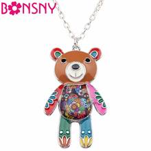 Bonsny Maxi Statement Metal Alloy Little Bear Choker Necklace Chain Collar Pendant Fashion New 2018 Enamel Jewelry For Women 2024 - buy cheap