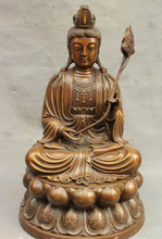 Xd 002226, 15 дюймов, китайская буддистская молитва, Pure Бронзовый GuanYin Kwan-Yin, статуя Будды с лотосом 2024 - купить недорого