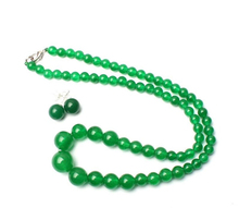 00421 Pretty Handmade 6-14mm Natural Green  Tower Beads Necklace Earrings Set 2024 - buy cheap