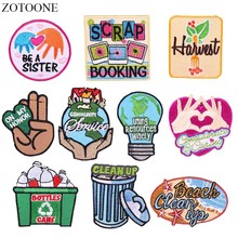 ZOTOONE Iron on Letter Earth Patches for Backpack Embroidery Finger Patch Stripe Stickers on Clothes DIY Applique Badge 2024 - buy cheap