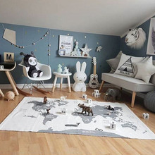 Tapetes de juego para niños, tapetes para gatear, mapa del mundo, manta educativa para decoración de habitación de bebé, Alfombra de decoración de suelo de 140x90CM 2024 - compra barato