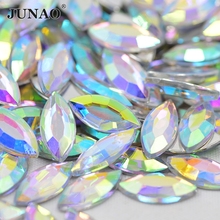 JUNAO-diamante de imitación de cristales AB para manualidades, 7x15mm, pegamento en diamantes de imitación, sin necesidad de coser, piedras, forma de ojo de caballo, gemas acrílicas 2024 - compra barato