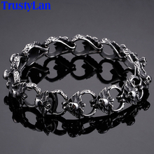 Stainless Steel Men's Skeleton Bracelet Vintage Male Jewelry 16MM Metal Chain Skull Wrap Bracelets & Bangles Gift For Man Boys 2024 - buy cheap