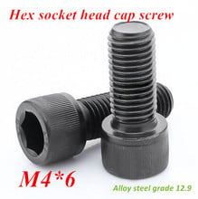 500pcs/lot M4*6mm DIN 912 Hex Socket  Head Cap Screw Black Steel Metric Thread Grade 12.9 Fastener 2024 - buy cheap