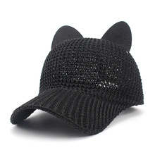 Summer Cute Cat Ear Breathable Sunscreen Mesh Baseball Caps Womens Adjustable Snapback Gorras Planas Hip Hop Bone Casquette Hats 2024 - buy cheap