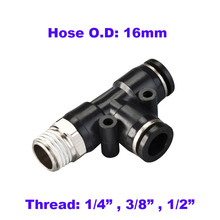 GOGO three joint thread side 3 way hose conector pneumatic air valve tee fitting 16mm 1/4 3/8 1/2 BSP PD 16-02 03 04 triangle 2024 - buy cheap