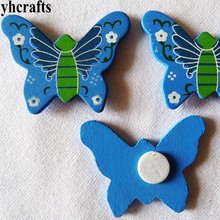 100PCS/LOT,Blue butterfly wood stickers,Easter Spring crafts.Kids room decoration DIY toys,Craft material,Scrapbooking kit OEM 2024 - buy cheap