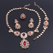 OEOEOS Fashion African Jewelry Sets Women Costume Nigerian Wedding Jewelry Set Dubai Gold color Red Crystal Jewelry set 2024 - buy cheap
