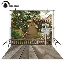 Allenjoy primavera backdrops rosa flores de parede personalize photocall decoração do casamento fotofone vinil 2024 - compre barato