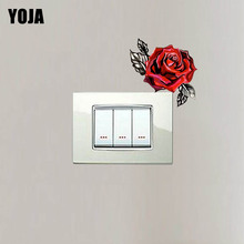 YOJA Fire Red Vivid Rose Flower Switch Decal Modern European Cartoon Plant Fashion Colorful PVC Wall Sticker 13SS0007 2024 - buy cheap