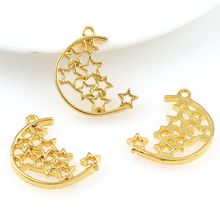 Colgante de Marco hueco de Metal dorado Luna, accesorios de joyería, cabujón, ajuste de resina UV, Charm2pc 2024 - compra barato