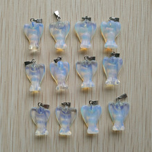 Wholesale 20pcs/lot  Fashion good quality Carved opal Stone Angel charms Pendants  for Necklace making jewelry Free shipping 2024 - buy cheap