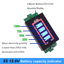 Módulo indicador de capacidade de bateria de lítio, nova série 3 s 3, 12.6v, tela azul, testador de energia de bateria de veículo elétrico, li-po, li-ion 2024 - compre barato