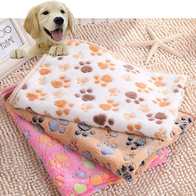 New Arrival 2016 Cute Pet Small Medium Large Warm Paw Print Dog Puppy Fleece Soft Blanket Bed Mat C1HG 2024 - buy cheap