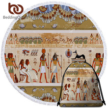 BeddingOutlet African Round Beach Towel Tassel Tapestry Egyptian Yoga Mat Ancient Egypt Civilization Toalla Blanket 150cm 2024 - buy cheap